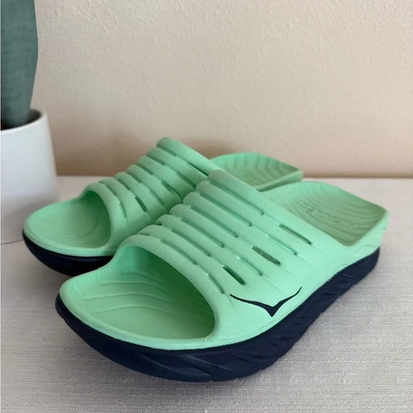 HOKA One One Mint Green/Black Unisex Slide Sandals - Picture 3 of 11